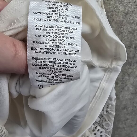 Almost Famous Womens Lace High-Low Dress With Cap Sleeves Size M Cream/White Nyl - Picture 6 of 6